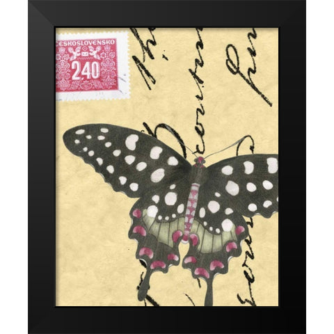 Le Papillon Script IV Black Modern Wood Framed Art Print by Vision Studio