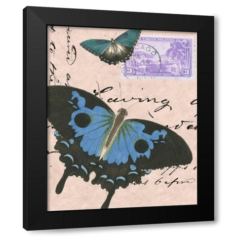 Le Papillon Script V Black Modern Wood Framed Art Print by Vision Studio