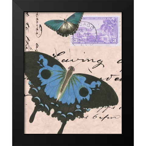 Le Papillon Script V Black Modern Wood Framed Art Print by Vision Studio