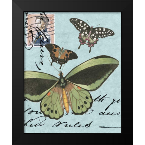 Le Papillon Script VI Black Modern Wood Framed Art Print by Vision Studio