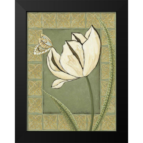 Ivory Tulip II Black Modern Wood Framed Art Print by Zarris, Chariklia