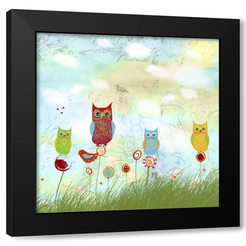 Owl Land Black Modern Wood Framed Art Print with Double Matting by Blixt, Ingrid