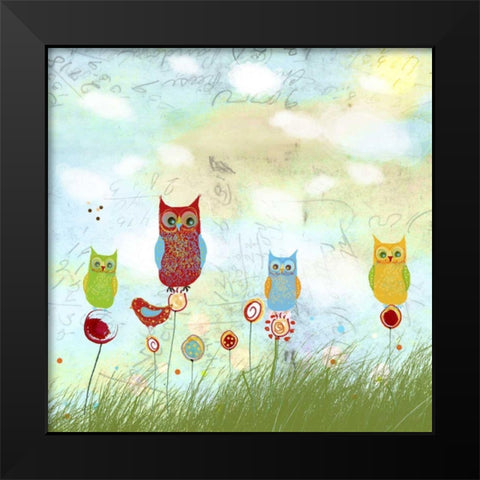 Owl Land Black Modern Wood Framed Art Print by Blixt, Ingrid