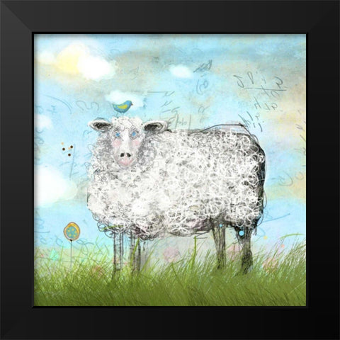 Baa Land Black Modern Wood Framed Art Print by Blixt, Ingrid