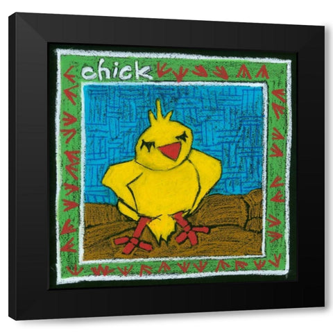 Whimsical Chick Black Modern Wood Framed Art Print with Double Matting by L. Choate