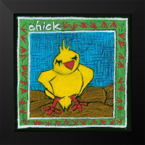 Whimsical Chick Black Modern Wood Framed Art Print by L. Choate