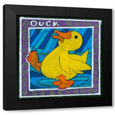 Whimsical Duck Black Modern Wood Framed Art Print with Double Matting by L. Choate