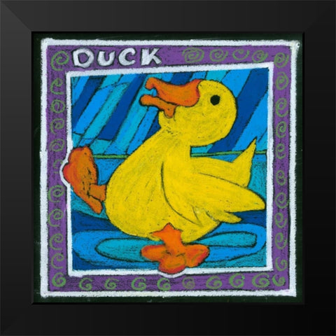 Whimsical Duck Black Modern Wood Framed Art Print by L. Choate