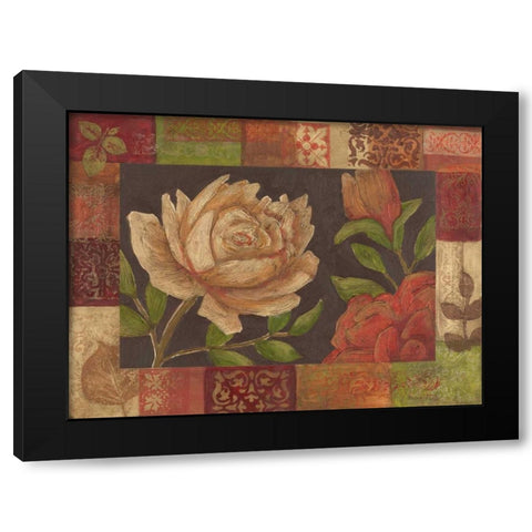 Floral Patchwork I Black Modern Wood Framed Art Print by Meagher, Megan