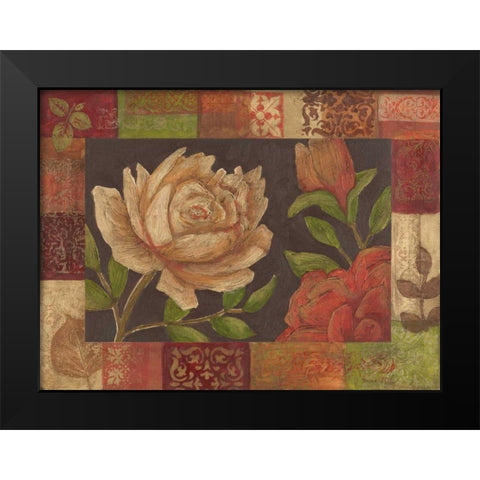 Floral Patchwork I Black Modern Wood Framed Art Print by Meagher, Megan