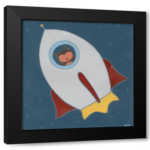 Monkeys in Space II Black Modern Wood Framed Art Print by Vess, June Erica