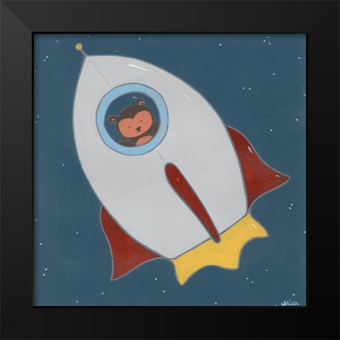 Monkeys in Space II Black Modern Wood Framed Art Print by Vess, June Erica