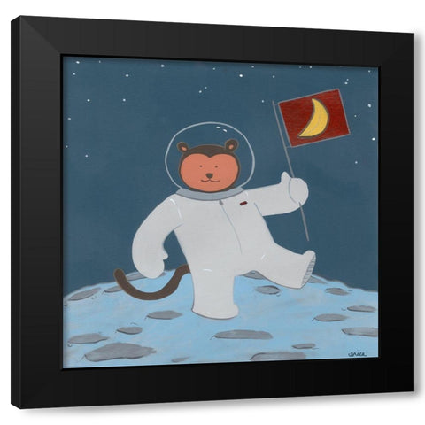 Monkeys in Space III Black Modern Wood Framed Art Print by Vess, June Erica