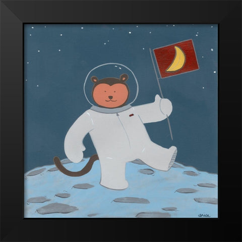 Monkeys in Space III Black Modern Wood Framed Art Print by Vess, June Erica