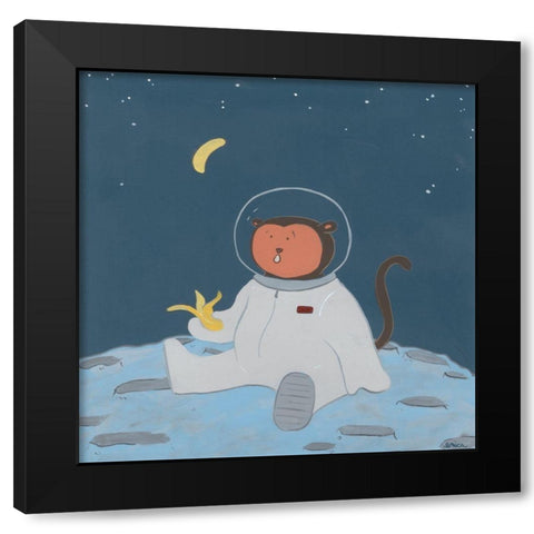 Monkeys in Space IV Black Modern Wood Framed Art Print by Vess, June Erica
