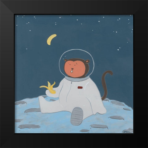 Monkeys in Space IV Black Modern Wood Framed Art Print by Vess, June Erica
