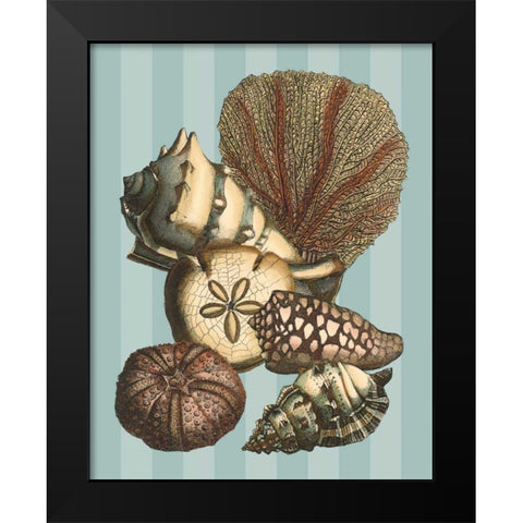 Shell and Coral on Aqua II Black Modern Wood Framed Art Print by Vision Studio