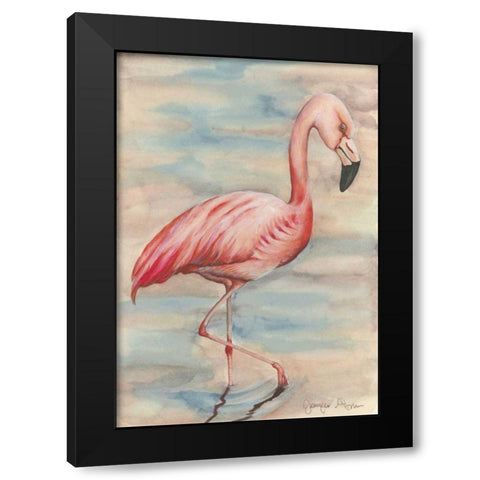 Pink Flamingo I Black Modern Wood Framed Art Print by Goldberger, Jennifer