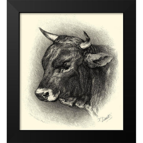 Antique Cattle IV Black Modern Wood Framed Art Print by Lehnert, F.