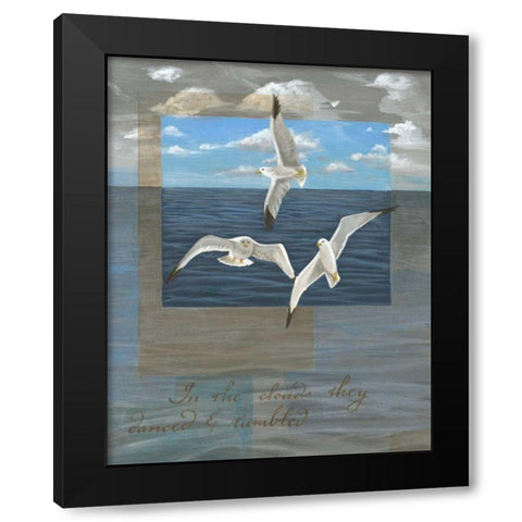 Three White Gulls II Black Modern Wood Framed Art Print with Double Matting by Friel, Tara
