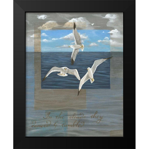 Three White Gulls II Black Modern Wood Framed Art Print by Friel, Tara
