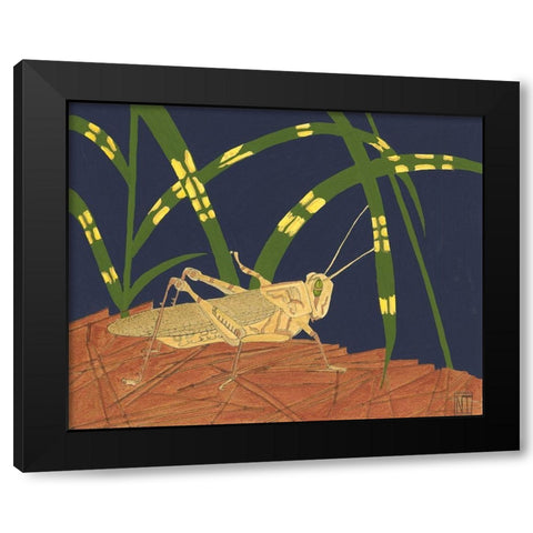 Ornamental Grasshopper I Black Modern Wood Framed Art Print with Double Matting by Tenser, Nina