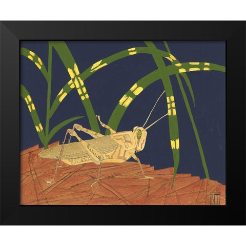 Ornamental Grasshopper I Black Modern Wood Framed Art Print by Tenser, Nina