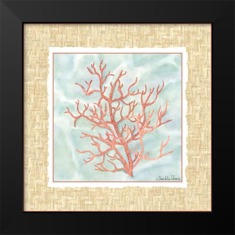 Ocean Coral Black Modern Wood Framed Art Print by Zarris, Chariklia