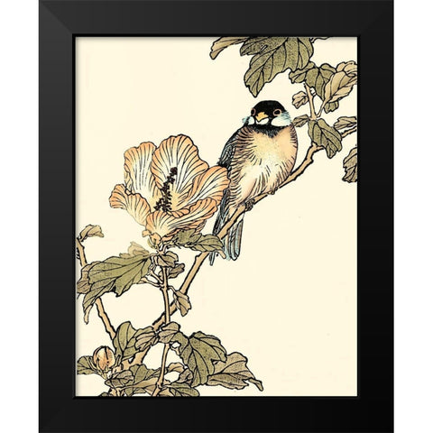 Oriental Bird on Branch I Black Modern Wood Framed Art Print by Vision Studio