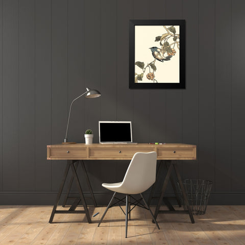 Oriental Bird on Branch III Black Modern Wood Framed Art Print by Vision Studio