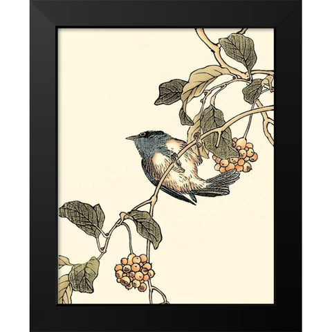Oriental Bird on Branch III Black Modern Wood Framed Art Print by Vision Studio