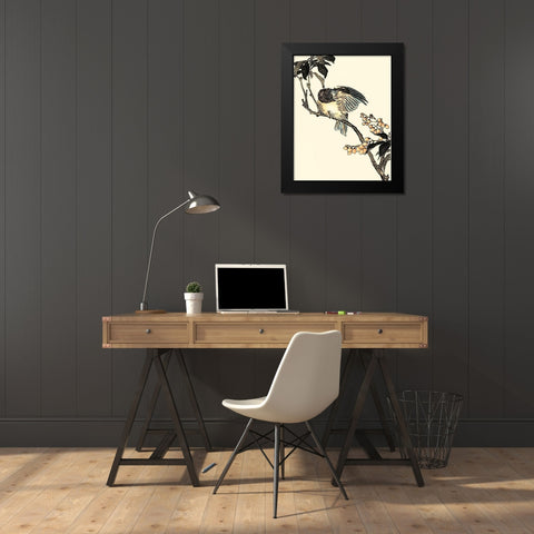 Oriental Bird on Branch V Black Modern Wood Framed Art Print by Vision Studio