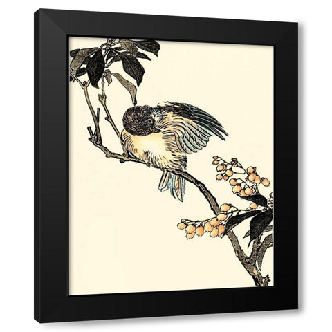 Oriental Bird on Branch V Black Modern Wood Framed Art Print by Vision Studio