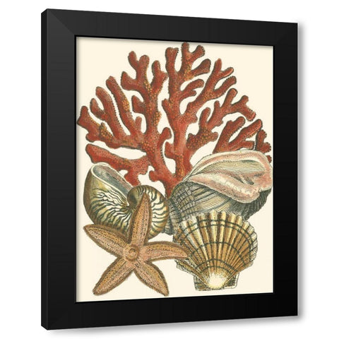 Small Coral Medley I Black Modern Wood Framed Art Print with Double Matting by Vision Studio