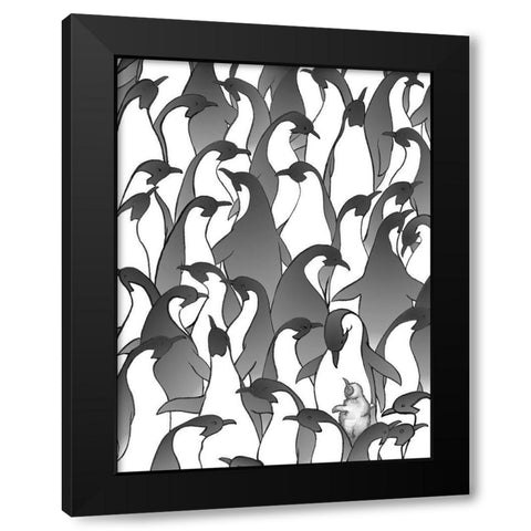 Penguin Family I Black Modern Wood Framed Art Print with Double Matting by Swinford, Charles