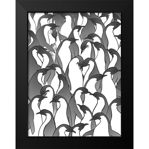 Penguin Family II Black Modern Wood Framed Art Print by Swinford, Charles