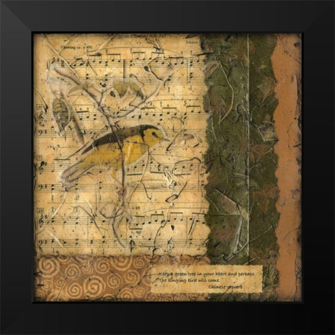 Bird Melody II Black Modern Wood Framed Art Print by Slocum, Nancy