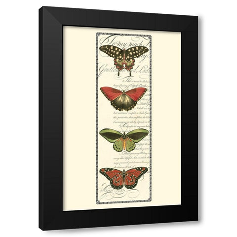 Small Butterfly Prose Panel I (P) Black Modern Wood Framed Art Print with Double Matting by Vision Studio