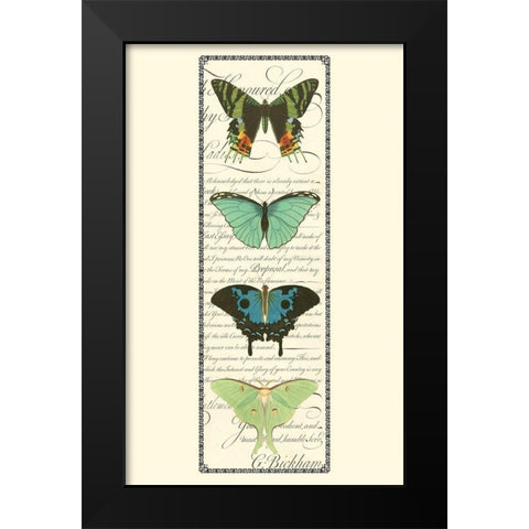 Small Butterfly Prose Panel II (P) Black Modern Wood Framed Art Print by Vision Studio