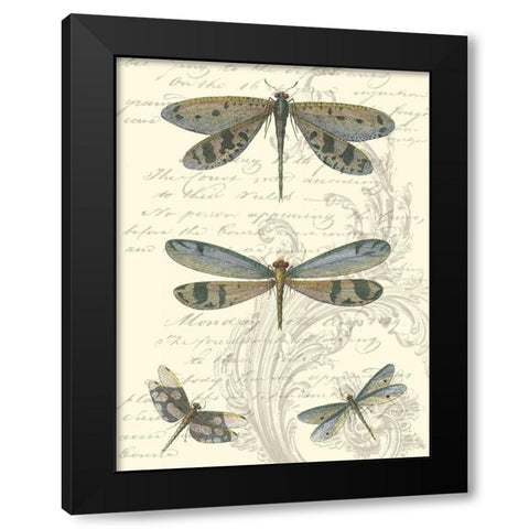 Dragonfly Delight I Black Modern Wood Framed Art Print with Double Matting by Vision Studio