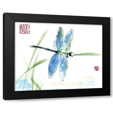 Dragonfly Black Modern Wood Framed Art Print by Parker, Nan Rae