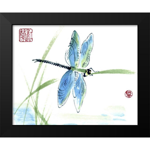 Dragonfly Black Modern Wood Framed Art Print by Parker, Nan Rae