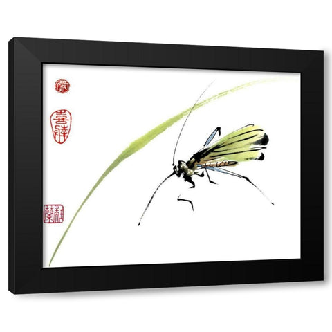Grasshopper Black Modern Wood Framed Art Print by Parker, Nan Rae