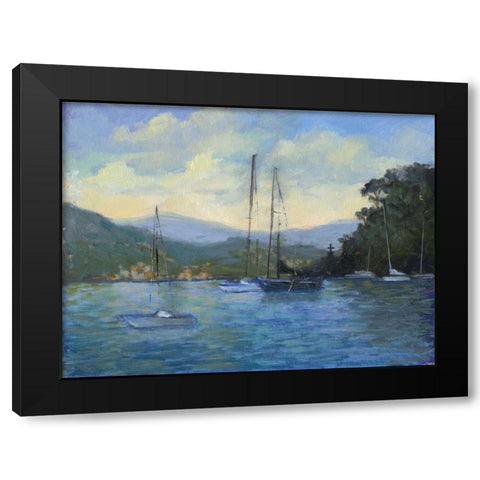 Portofino Bay Black Modern Wood Framed Art Print by Weber, Mary Jean