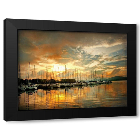 Marina Sunrise II Black Modern Wood Framed Art Print by Head, Danny