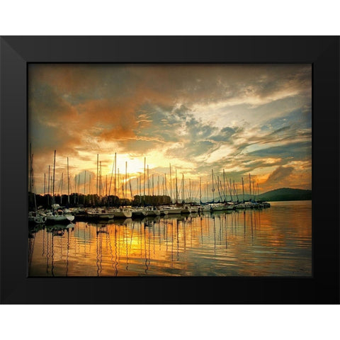Marina Sunrise II Black Modern Wood Framed Art Print by Head, Danny