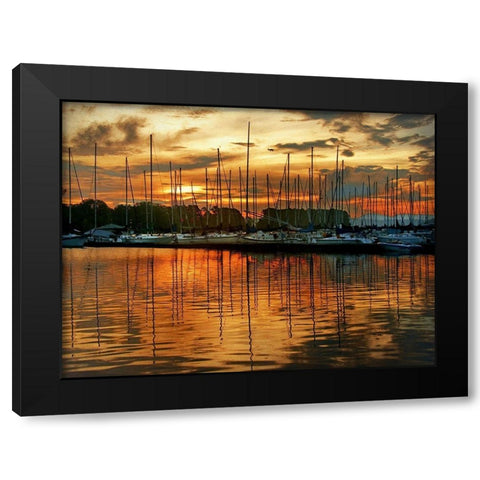 Marina Sunrise III Black Modern Wood Framed Art Print by Head, Danny
