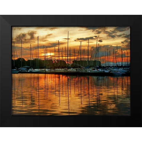 Marina Sunrise III Black Modern Wood Framed Art Print by Head, Danny