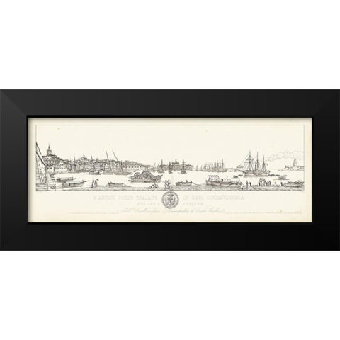 Antique Seaport I Black Modern Wood Framed Art Print by Aquaroni, Antonio