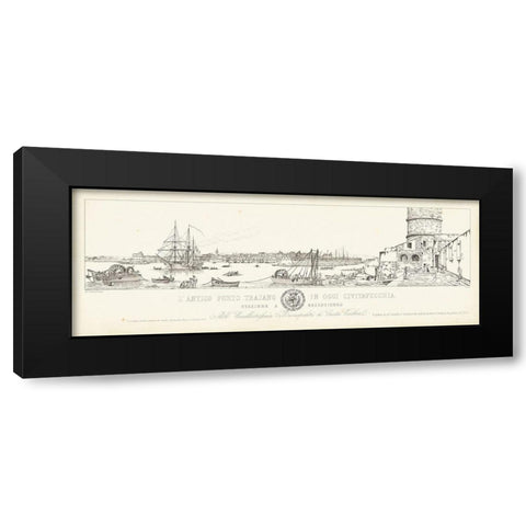 Antique Seaport III Black Modern Wood Framed Art Print by Aquaroni, Antonio